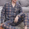 Heren nachtkleding SUO CHAO 100% katoenen pyjama set voor heren losse casual geruite nachtkleding pyjama huiskleding nachtjapon homewear 230907