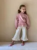 Byxor koreanska flickors spetsar Bell-Bottoms Autumn Dress 2023 Children's Little Fashionable Pants Girls Leggings