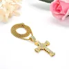 Hanger Kettingen BONISKISS Mode Goud Zilver Kleur Strass Jezus Kruis Ketting Voor Mannen Vrouwen Rvs Religieuze Sieraden Gift