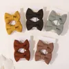 Hårtillbehör 2st/Lot Baby Solid Bows Clip for Kids Girls Cotton Bowknot Nylon Safety Hairpins Born Headwear