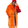 Piel de mujer Piel sintética Solapa Abrigo de piel sintética Mujeres Invierno 2023 Abrigo largo de peluche naranja Chaqueta mullida de lujo Teddy Artificial Pink Mink Fur Jacket 2023 Nuevo x0907