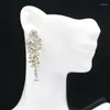 Kolczyki Dangle 55x15 mm Sprzedawanie motyla zielona perydot biała perła Smokey Topaz CZ Silver For Women Fashion Jewelry Dating Girls