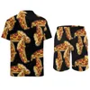 Men's Tracksuits Pizza Vacation Men Sets Food Italian Casual Shirt Set Summer Pattern Shorts 2 Piece Aesthetic Suit Large Size