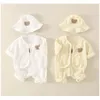 Clothing Sets Muslin Baby Girl Clothes Set Cotton Summer Sleeveless Rompers With Hat Boy Coat Infant Beach Outfits Born Autumn Suits