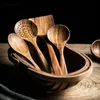 Cooking Utensils Thailand Teak Natural Wood Tableware Spoon Ladle Turner Long Rice Colander Soup Skimmer Cooking Spoons Scoop Kitchen Tool Set 230906