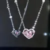 Kedjor Alla hjärtans dag Pink Diamond Heart Necklace For Women Light Luxury Powder Zircon Female Sweet Clavicle Jewelry