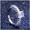 Band Rings Fashion Square Zircon Cz Ring White Cubic Finger Engagement Fit 6 To 10 For Women Jewelry Party Gift Drop Delivery Dhnhm Dhxnr