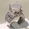 Bröllopsringar choucong toppsäljning av hög kvalitet vintage smycken 925 sterling sier pave vit saaphire cz diamant evighet kvinnor weddin dhh3a