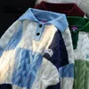 Kadın Sweaters hmsenjz şık yaka uzun kollu ekose patchwork örgü çekiyor düğme vintage gevşek kazak çift kıyafetler