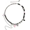 Choker Amorcome Süße rosa Liebe Herz Anhänger Halskette für Frauen Strass Pfeil Perlenkette Gothic Schmuck Y2K