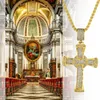 Anhänger Halsketten BONISKISS Mode Gold Silber Farbe Strass Jesus Kreuz Halskette Für Männer Frauen Edelstahl Religiöse Schmuck Geschenk