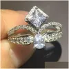 Anneaux de mariage Choucong Unique Bijoux De Luxe Réel 925 Sterling Sier Mti Style Bague Blanc Topaze Cz Diamant Pierres Précieuses Femmes Bande De Mariage Dhv5B