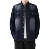 Men's Casual Shirts Men Denim Jacket Streetwear Hip Hop Jean Jackets Male Loose Outerwear Korean Version Overalls Coat M-4XL