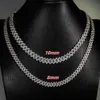 Passera diamanttestaren Moissanite Jewelerie Hip Hop Necklace 8mm 10mm 925 Sterling Silver Moissanite Cuban Link Chain RWQII