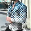 Herrklänningskjortor Fashion -knappen Down Shirt Men tryckt långärmad tee Vintage Party 2023 Högkvalitativ Lapel Man Tops