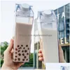 Water Bottles 500Ml/1000Ml Milk Carton Water Bottle Transparent Plastic Portable Clear Box For Juice Tea Bottles Drinking Cup Bpa Drop Dhpxx