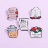 Brooches Pin for Women Men gravestone letter Funny Badge And Pins for Dress Cloths Bags Decor Cute Enamel Metal Jewelry Gift for friends Wholesale