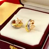 Three ring designer earrings silver gold rose earrings women's luxury design smooth diamond earrings