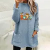 Women's Hoodies Women Casual Double Fuzzy Halloween Printed Sweatshirt Faux Fleece Zip Pullover Sweaters Sweatshirts Coat Outwear