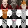 Máscaras de festa boca móvel máscara de raposa halloween traje cosplay festa boca mover lobo máscaras animal panda husky orangotango artificial pele máscara x0907