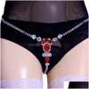 Umbigo sino botão anéis y roupa interior cristal vermelho tanga biquíni jóias calcinha para mulheres praia bling barriga cintura corrente corpo lingerie dro dh0zm