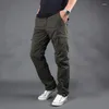 Pantalons pour hommes 2023 hiver extérieur décontracté épaissir peluche chaud vêtements de travail multi-poches taille moyenne mâle droit coton pantalon