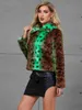Женская зимняя куртка из искусственного меха с леопардовым принтом, женская куртка-стойка с воротником-стойкой, теплые парки, верхняя одежда, новые осенне-зимние корейские женские свободные пальто из искусственного меха x0907
