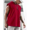 Débardeurs pour hommes 2023 Couverture décontractée Sports Hip-Hop Style Sans manches Gilet à capuche Chemise ample Gym Top Hommes