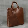 Totes Vinatge Leather Men's Shoulder Bag stora kapacitet Totes Män handväska Fashion Business Portfölj manlig axel Messenger Bag Bolso