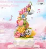 Bloki 575pcs Flower Lighting Music Build Block Decor Home Dim DIY Plant Buquet Girl Toys Present Birthday Gift R230907