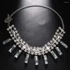Łańcuchy Stonefans Oświadczenie krystalicznie wielowarstwowy naszyjnik choker dla kobiet błyszcząca bagietka biżuteria łańcuchowa