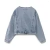 Vestes Femmes Maxdutti Mode Britannique High Street Lavé Veste Rétro Femmes En détresse Denim Fermetures À Glissière Casual Tops Bomber