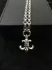 Chains Netizen Handsome Pure Silver Long Necklace Pendant Punk Thai Children's Military Flower Chain Men's And