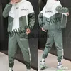 メンズトラックスーツカスタムメントラックスーツジャケット+パンツファッションハラジュクスポーツウェアホムジョギングセットストリートウェアX0907