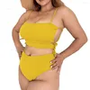 Costume da bagno da donna Bikini a vita alta 2023 Costume da bagno push up a due pezzi tinta unita da donna sexy brasiliano