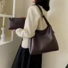 Totes qualidade feminina tote bags 2 pçs/set grande capacidade shopper bolsa de ombro cor pura alça larga macio couro do plutônio bolsas femininas 2022