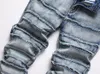 Jeans da uomo 2023 Moda Strappati Distressed Distrutti Pantaloni in denim dritti Toppe impilate casuali skinny