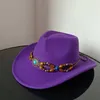 Ampla borda chapéus balde 2023 chapéu de cowboy roxo colorido mais belo cavaleiro homens e mulheres jazz casal ocidental 230907