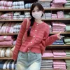 Tricots pour femmes Cardigans tricotés coréens Femmes Épais Perles Boutons Automne Chandails Slim Casual Col Rond Tops Courts Doux Doux Hiver