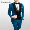 Gwenhwyfar Kostüm Homme Seeblau Formelle Hochzeitsanzüge für Männer Maßgeschneiderte Herrenanzüge Ternos Masculino Slim Fit Smoking 3 Stück207L