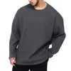 Men's Hoodies Spring And Autumn American Solid Stripe Sports Sweater Long Sleeve T-shirt Large Loose Drop Shoulder Round Neck