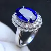 Pierścienie klastra niebieski szafir pierścienia 925 srebrne srebrne, wysokiej jakości wysokiej jakości klejnot mężczyzn lub kobiety 10 14 mm