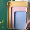 Tallrikar Plastiska te -bricka Kreativa färgglada rektangulära limor Pan vardagsrumsorganisatörer sundries cup förvaring kök leveranser
