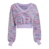 Actieve shirts Dames Corduroy Contrastlijn Yoga Sweater Outdoor Ademend Eenvoudig hardlooptop Gebreide taille Elastisch Fitnesstrainingspak