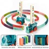 Blocks Kids Electric Domino Train Car Set Sound Light Automatic Laying Brick Colorful Dominoes Game Educational DIY Toy 230907