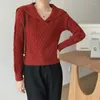 Pulls pour femmes font un gros revers rétro vis lombaire bref paragraphe pull depuis doux cireux haie longue ligne hirsute manteau de tricot