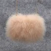 Midjepåsar Luxury Real Natural Ostrich Feather Party Evening Clutch Bag Women Wedding Purses and Handbags 2023 Designer Chain S3104 230906