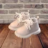 Boots Spring Autumn Kids Short Boots for Boys Girls Lace up Baby Children Boots Fashion Platform Boots Toddler Beige Snow Shoes G04161 230907