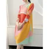 Casual Dresses Pleated Color Matching Loose Fitting Dress