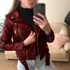 Vestes Femmes Tendances Femmes Cool Faux Veste En Cuir À Manches Longues Fermeture À Glissière Ajustée Manteau Automne Court Vêtements D'hiver Jaqueta Feminina